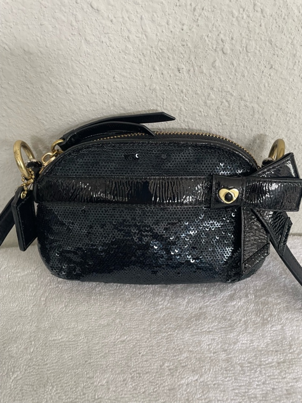 Coach Vintage Poppy Sequin Bow Crossbody Bag Navy/Black